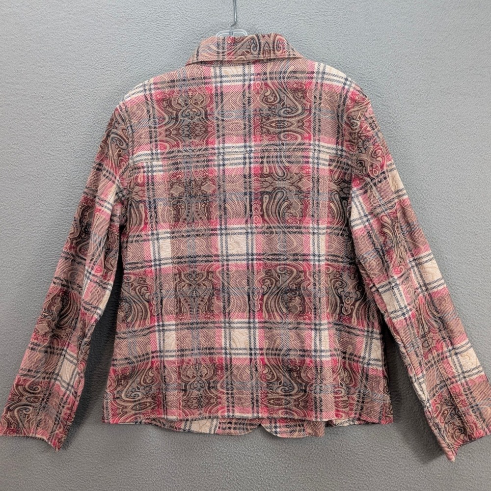 Silver Krossing Jacket Women's Size XL Plaid Paisley Textured Button Front Retro - Picture 6 of 13